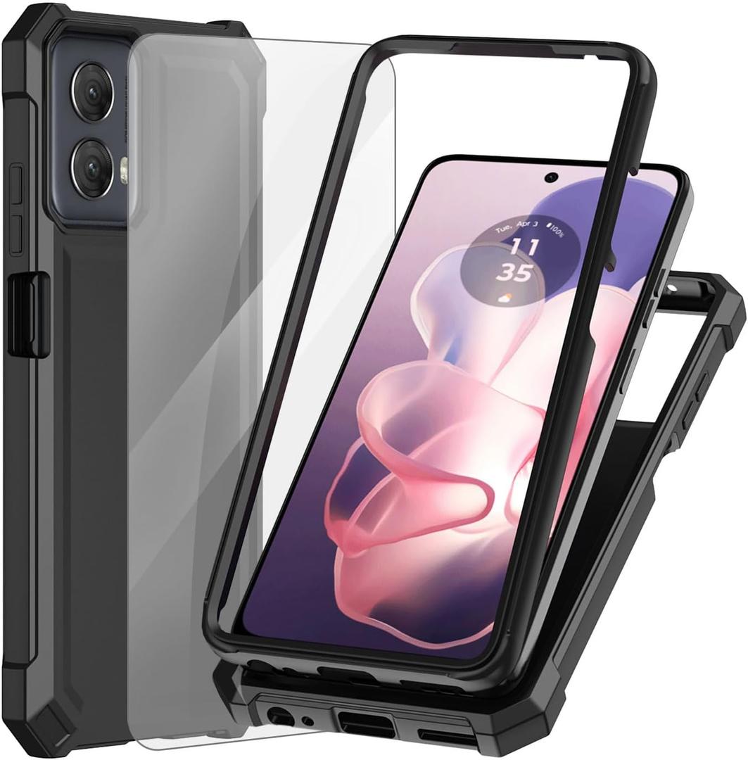 Ailiber for Moto G 2024 5G Phone Case, with Screen Protector, Dual Layer Structure Protection, Shockproof Corner TPU Bumper, Heavy Duty Cover Case for Motorola Moto G Play 2024 5G[Not Fit 4G]-Black