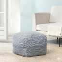 Anji Mountain Pouf Ottoman Foot Rest, Handmade Ottoman Pouf, Comfortable Foot Stool, Decorative Floor Seating for Living Room Decor, Bedroom & Home Dcor Accent - Marine, 22"D x 22"W x 16"H