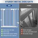 AGESISI Freestanding Dog Gates with Door Walk Through, Extra Wide Doggy Door 100" W x 29" H Pet Gate Safty 4 Panels Dog Fence for Stairs, Doorways, White