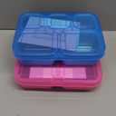 Freshmage Stainless Steel Snack Containers - 2 Pack, BPA-Free Lunch Bento Box with 5 Compartment, Reusable Food Storage Snackle Box for School, Work, and Travel, Dishwasher Safe (Pink/Blue)