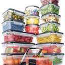 Chef's Path 32 Piece Airtight Food Storage Containers with Easy Snap Lids, 16 Containers and Lids, Stackable Kitchen and Pantry Canisters for Meal Prep and Food Storage - Transparent