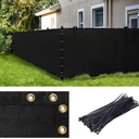 Amgo Black 5' x 6' Fence Privacy Screen, Commercial Standard Heavy Duty Windscreen with Bindings & Grommets, 90% Blockage, Cable Zip Ties Included (We Make Custom Size)
