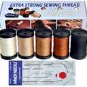 zwzxd Extra Strong Upholstery Repair Sewing Thread Kit and Heavy Duty Household Hand Needles, Including 5 Rolls Nylon Thread,7 Styles of Leather Canvas Sewing Needles and 1 Needle Threader