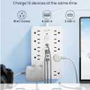 JouleLoom Surge Protector Power Strip,10 Outlets(1850W/15A/14AWG) with 6 USB Ports (2 USB C), 6 Feet Extension Cord wall Mount Power Strip, ETL Listed for Home, Dorm Room