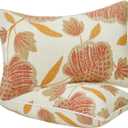 JMGBird Water-Resistant Outdoor Pillows Set of 2, 12x20 inch Durable Beige with Orange Leaf Pattern Throw Pillows with Inserts for Patio Furniture