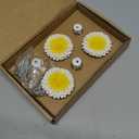 Daisy Vintage Resin Hand Painted Drawer Pulls Cabinet Knobs Handles Country Kitchen Home Decoration White Pack of 6