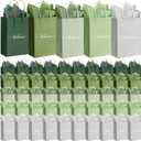Kolldenn 50 Sets Sage Green Wedding Welcome Bags Bulk Handle Tissue Paper 8.6"x5.9"x3.2" Paper Church Welcome Bag Kraft Gift Bag for Visitors Hotel Guest Birthday Baby Shower Bridal Bridesmaid Party