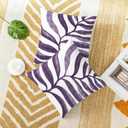 CaliTime Throw Pillow Covers Decorative 18 X 18 Inches Pack of 2 Cozy Fleece Modern Abstract Plant Leaves Cushion Cases for Couch Bed Sofa Farmhouse Decoration Deep Purple