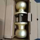 Keyed Entry Door Knob, Flat Ball Interior Door Knob with Lock, Round Exterior Doorknob for Front/Entrance Doors, Satin Brass