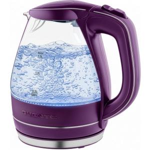 OVENTE Electric Kettle, 1.5L Borosilicate Glass Countertop Water Heater and Boiler for Coffee or Tea, BPA-Free, Auto Shut-Off, Boil-Dry Protection, Removable and Washable Spout Filter, Purple KG83P