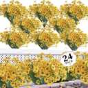 ColoPlay 24 Yellow Bundles Artificial Flowers for Outdoors/Indoors Fake Flowers Plants for Indoor Outside Garden Porch Window Box Home Wedding Farmhouse