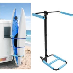 ALMULOO RV Hitch Mount Kayak Rack Fits up to 12'' Kayaks Vertical Standing Kayak Carrier 2'' Hitch Receiver Height Adjustable 150LBS for RV Truck SUV Steel