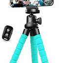 Aureday Phone Tripod, Flexible Tripod for iPhone and Android, Portable with Wireless Remote and Clip for Video Recording/Vlogging/Selfie (Blue)