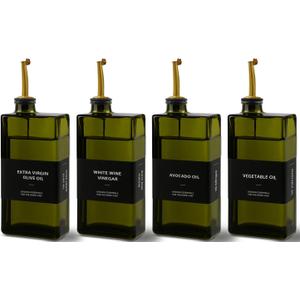Olive Oil Dispenser Bottle for Kitchen 16.9oz, UV-Blocking Oil and Vinegar Dispenser Set, Leakproof Oil Container for Home, Restaurant (Green, Set of 4)