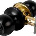 Privacy Door Knob Keyless Door Knob Interior with Lock Bathroom Door Knob Matte Black Doorknob, 1 Pack