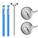 KT THERMO Kitchen Thermometer with 5 Inch Long Stem,Immediate Read Pocket Thermometer 1 Inch Dial Food Thermometer for Milk Frothing Oven Meat Cooking Probe Grill Coffee Water BBQ (2 Pcs,Blue)