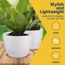 Lifemaster Eco Friendly Plant Pot Set - 10-Pack Home Decor Flower Indoor and Outdoor Plastic Pots with Drainage Holes, Assorted Sizes (7", 6.6", 6", 5.3", 4.8") - Stackable Garden Versatile Planters (White)