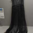 GRAEEN Black See Through Dress Sheer Mesh Rave Outfits Long Dresses for Women (X-Large)