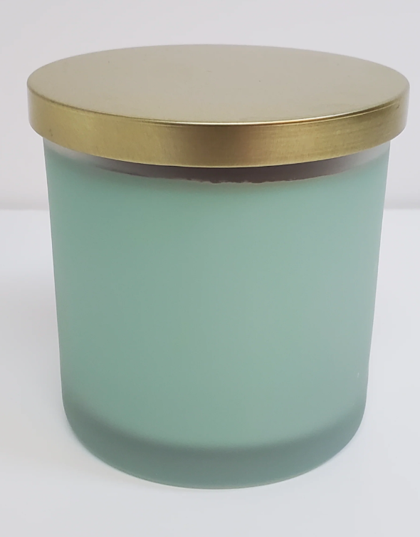 Sprayed Glass Candle W/Metal Lid Sage 6 Pack