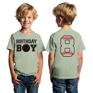 SOFEON Birthday Boy Shirts Boys Baseball T-Shirt Birthday Party Tees Kids Baseball Fan Outfit B-Day Tops, 8T