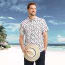 M MAELREG Mens Hawaiian Shirts Short Sleeve Button Down Tropical Beach Floral Solid Print Summer Vacation Mens Casual Shirts (L)