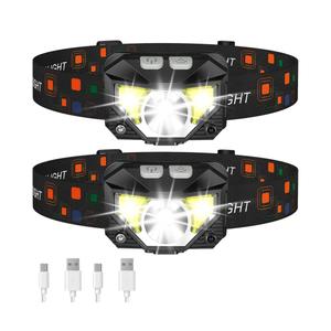 LHKNL Headlamp Flashlight, Lumen Ultra-Light Bright LED Rechargeable Headlight with White Red Light, 2-Pack Waterproof Motion Sensor Head Lamp,8 Modes for Outdoor Camping Running Hiking Fishing