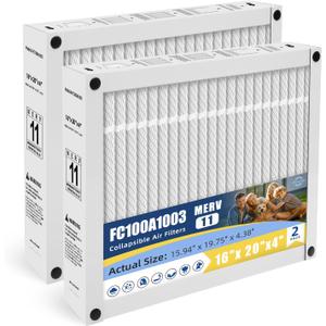 16x20x4 Air Filter Replacement Compatible with Honeywell FC100A1003 For HVAC Air Systems MERV 11 Actual Size: 15.94" x 19.75" x 4.38" Easy Installation (2-PACKS)