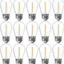FLSNT 15 Pack Outdoor LED Replacement Bulbs for String Light, S14 LED Hanging Light Bulbs for Patio, Garden, E26 Base, 2200K Warm White, Non-Dimmable