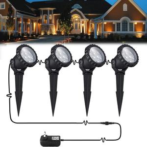 Outdoor Lights Outdoor Landscape Lighting 12W Outdoor Spot Lights with Transformer for Yard Garden House Lawn Tree Flags Warm White LED Landscape Lights Christmas lights IP66 Waterproof 4 Pack