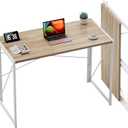 Coavas Small Folding Desk 39.4 inch Foldable Computer Desks, Spaces Saving Writing Table for Bedroom, Home Office, Dorm, Apartment, Kids, White Oak