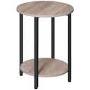 HOOBRO Round Side Table, Wooden Look Accent End Table for Sofa Couch, Round Nightstand with 2-Tier Storage Shelf, for Small Spaces in Living Room, Bedroom, Greige BG58BZ01G1