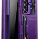 SIXBOX for Samsung Z Fold 7 Wallet Case with Privacy Screen Protector, Hinge Protection & Slide Camera Lens Cover & Card Holder, Full Body Protective Hard Phone Case for Samsung Z Fold 7, Purple