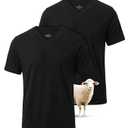 SUNCHIRI 2 Pack Merino Wool T Shirts for Men, Merino Wool V-Neck 100% Wool Base Layer, Breathable Undershirt for Travel, Fitness(Black, XXL)