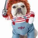 Pet Costumes Pet Deadly Doll Dog Costume Funny Clothes with Knife Outfit for Small Medium and Large Dogs Halloween
