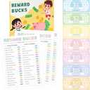 COcnny 633pcs Kids Reward Bucks Charts, Good Behavior Reward System Bucks List, Prop Play Bucks Routine Chart, Financial Literacy Board Chore Task Schedule Home Visual Lists for Toddles Kids Boy Girl