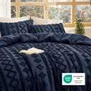 Bedsure Tufted Boho Comforter Set King Size - Navy Boho Bed Set, GentleSoft 3 Pieces Farmhouse-Style Embroidery Bedding, Gifts for Woman, Soft Jacquard King Comforter for All Seasons