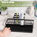 Toothbrush Holders for Bathrooms, Carbon Steel Tooth Brushing Holder Electric Toothbrush and Toothpaste Organizer Bathroom Accessories for Countertop, Shower, Sink, 5 Slots, Matte Black