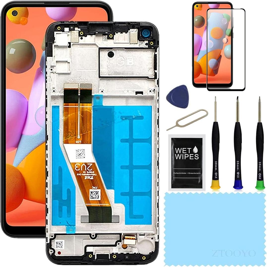 for Samsung Galaxy A11 Screen Replacement with Frame for Samsung a11 a115u Screen Replacement s115dl a115a LCD Display digitizer Touch Screen Assembly with Repair Part Tools 6.4 inch (US Version)