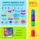 MaxTronic Marble Run Kit for Kids,Upgrade Marble Maze Kit 16mm Marbles 109pcs Building Blocks STEM Learning Toys Christmas Birthday Gift for Kids Aged 3-12
