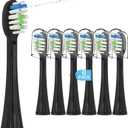 6 Pack Replacement Replacement Brush Heads for - Flossing Toothbrush Compatible with Sonic Fusion SF01/SF02 and Sonic Fusion 2.0 SF03/SF04- Black with Caps