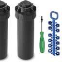 Rain-bird 5000 Series Rotor Sprinkler Head - 5004 PC Model, Adjustable 40-360 Degree Part-Circle, 4 Inch Pop-Up Lawn Sprayer Irrigation System - 25 to 50 Feet Water Spray Distance (Y54007) (2 Pack)