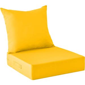 Outdoor Cushions for Patio Furniture,Outdoor Seat Cushion Set 24 x 24 x 5.75 Inch,Waterproof & Fade Resistant Outdoor Chair Cushions,Deep Patio Chair Cushion with Removable Cover,Yellow (24*24+5.75/25*22.5")