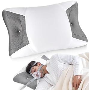 CPAP Pillow for Side Sleeping, Sleep Apnea Pillow for All CPAP Masks Users to Reduce Air Leaks & Masks Pressure, Memory Foam Pillow with Cooling & Breathable Pillowcase for Side Back Sleeper (White)
