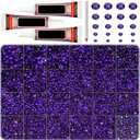32000Pcs Purple Rhinestones Gems for Bedazzling, Dark Purple Flatback Gemstones Bedazzle Diamond Crystals for Crafting Crafts Clothes Shoes Clothing, Resin Jewels Stones Bedazzler ss6-ss30 B7000 Glue