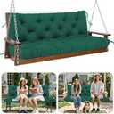 HZMGPCM Outdoor Swing Cushions 2-3 Seat Replacement Waterproof Porch Swing Cushions 60 inch with Backrest and Ties Thicken 5" Bench Cushion for Patio Furniture Backyard(Dark Green60x40x5inch)