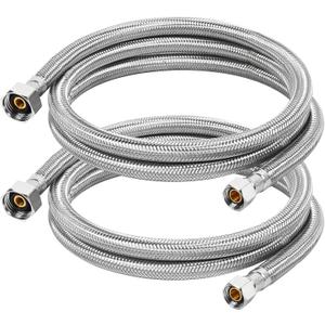 60" Faucet Supply Line, 3/8 inch Comp x 1/2 inch FIP Faucet Connector, Braided Stainless Steel Faucet Hose for Bathroom Sink and Kitchen, Leak-Resistant cUPC Certified Water Supply Line, 2 Pack