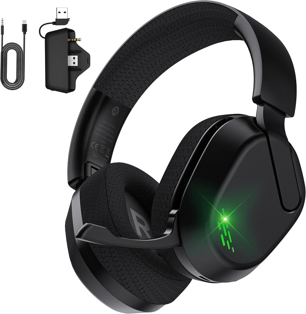 Gvyugke Wireless Gaming Headset for Xbox Series X/S, Xbox One, PS5 - Black | Flip-to-Mute Gaming Headphones with Mic, 70H Playtime, 20ms Low-latency Audio, Bluetooth 6.0, Foldable, 3D Surround Sound