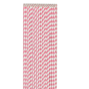Biodegradable Pink Paper Straws for Drinking - 10 Inches Long, 0.24" Diameter, Pack of 24