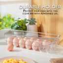 Set of 2 Egg Holder Tray for fridge with Lid Clear, Plastic Egg Organizer Container For Refrigerator, Home Organization and Storage