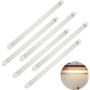12V DC T8 Led Tube Light 18inch 7W 3000K Warm White,F15T8 Florescent Tube Replacement for Automotive RV Marine Boat (6 Packs)